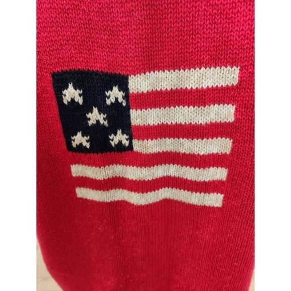 Quacker Factory Red White Blue Short Sleeve Cardigan Sweater Stars Stripe Flag L - Picture 6 of 9